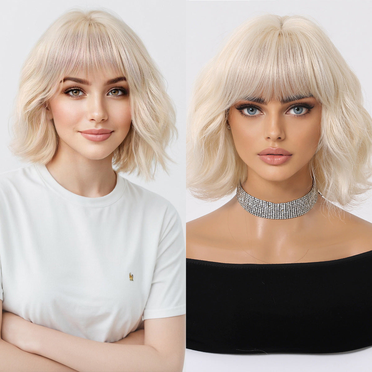 Female Cute Style Golden Short Curly Hair Matte Fiber Full Wig Long Curls