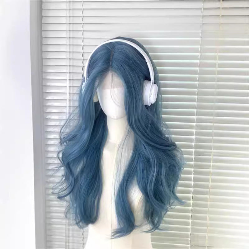 Cloudy Blue Cold Atmosphere Feeling Small Wig Long Curls