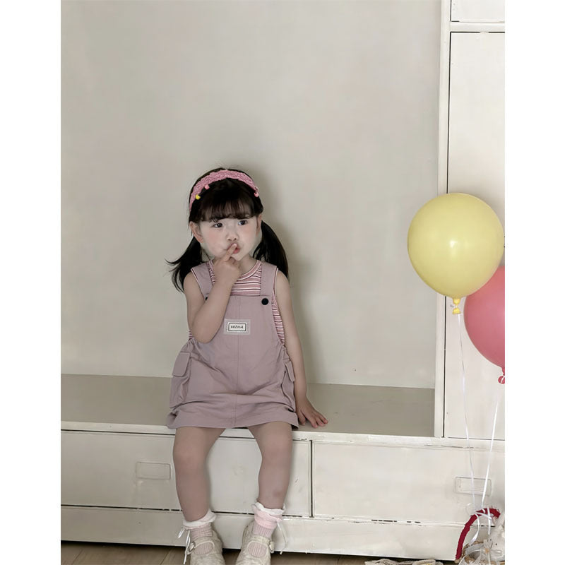 Children's Summer Clothing Sleeveless Striped Vest Suspender Skirt Children's Suit