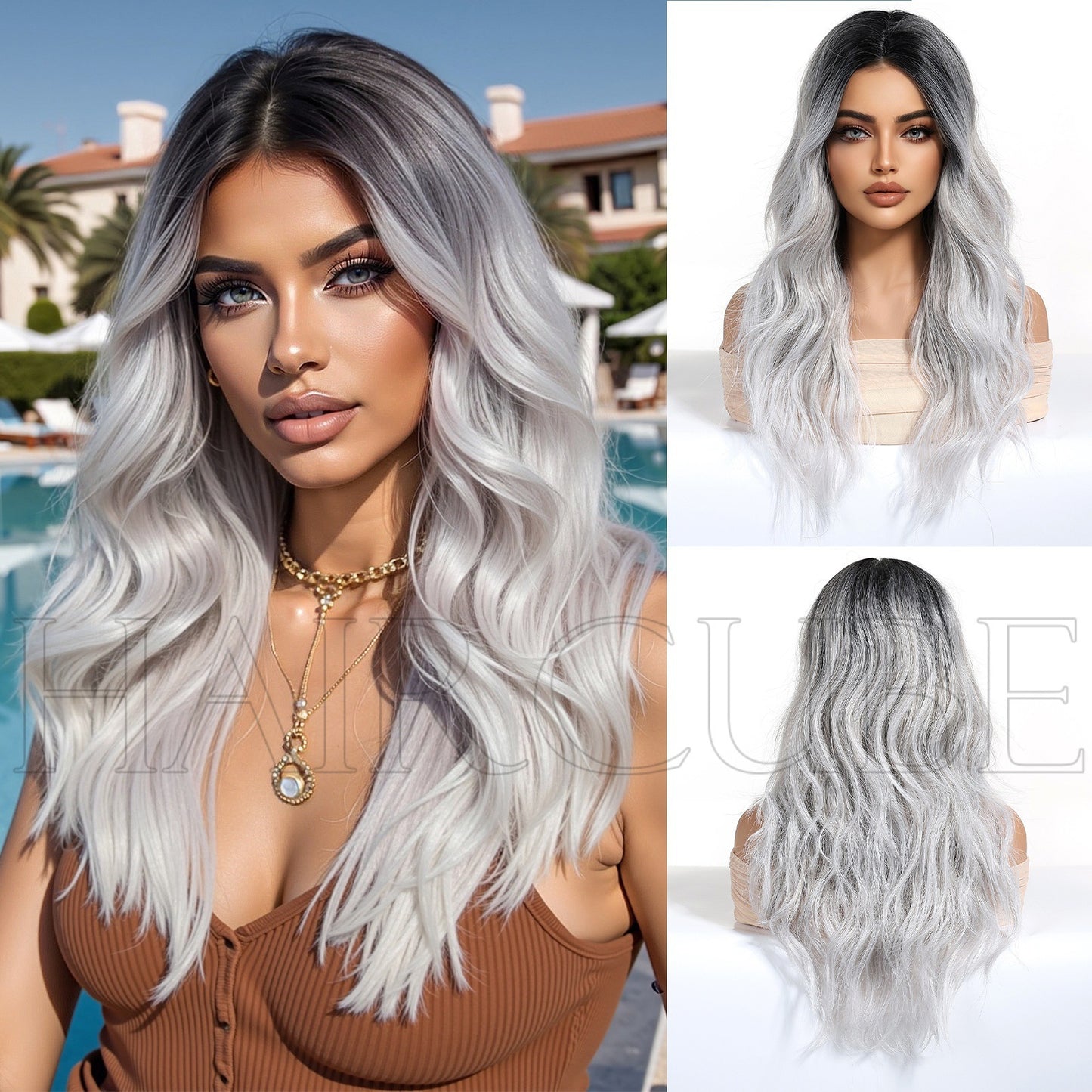 Purple Curly Medium Large Wave Head Wig Long Curls