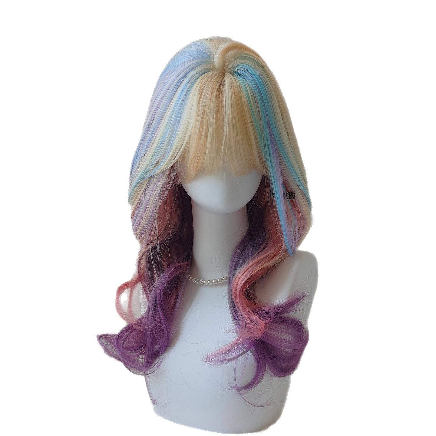 Women's Female Connector Hair Style Two-dimensional Layered Full Wig Long Curls