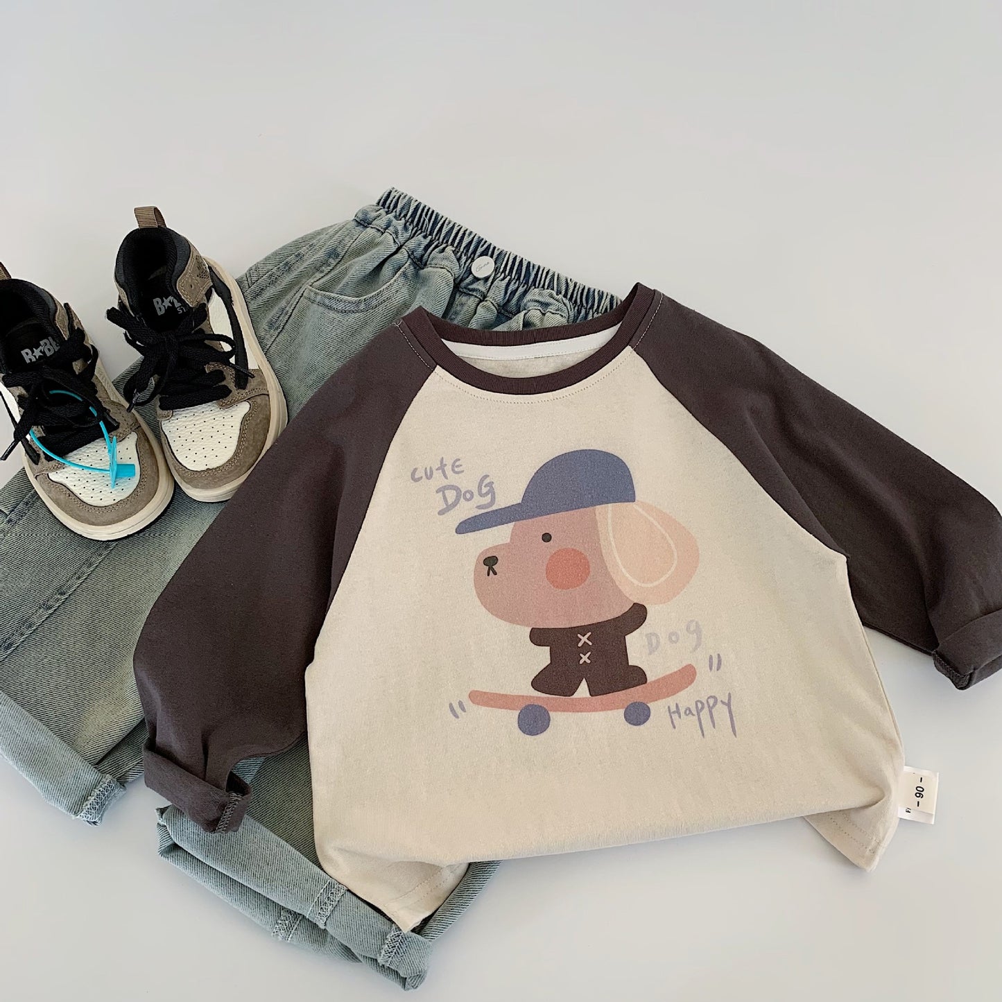 Women's & Men's Korean Style Spring Clothing Long-sleeved Shirt Children's T-shirt