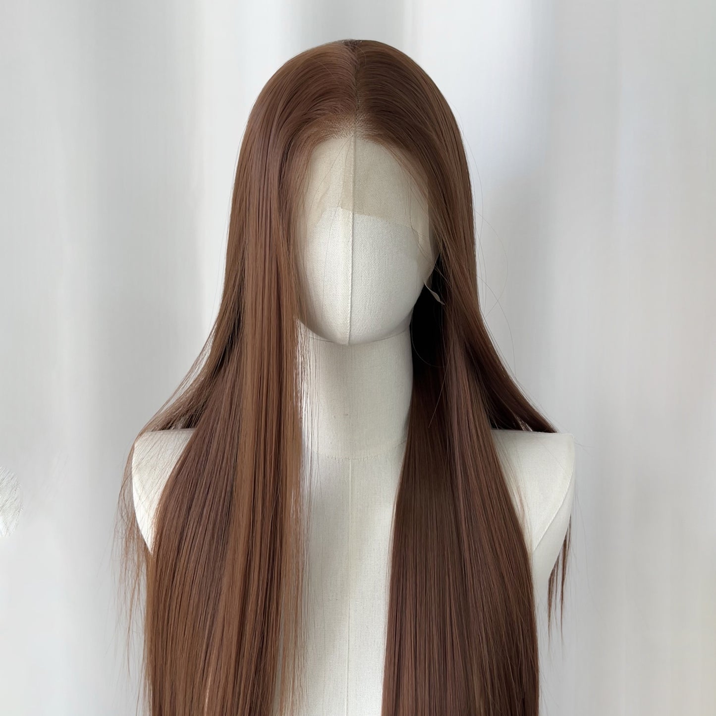 Brown Hand Crochet Forehead Lace Female Comic Long Straight Wig