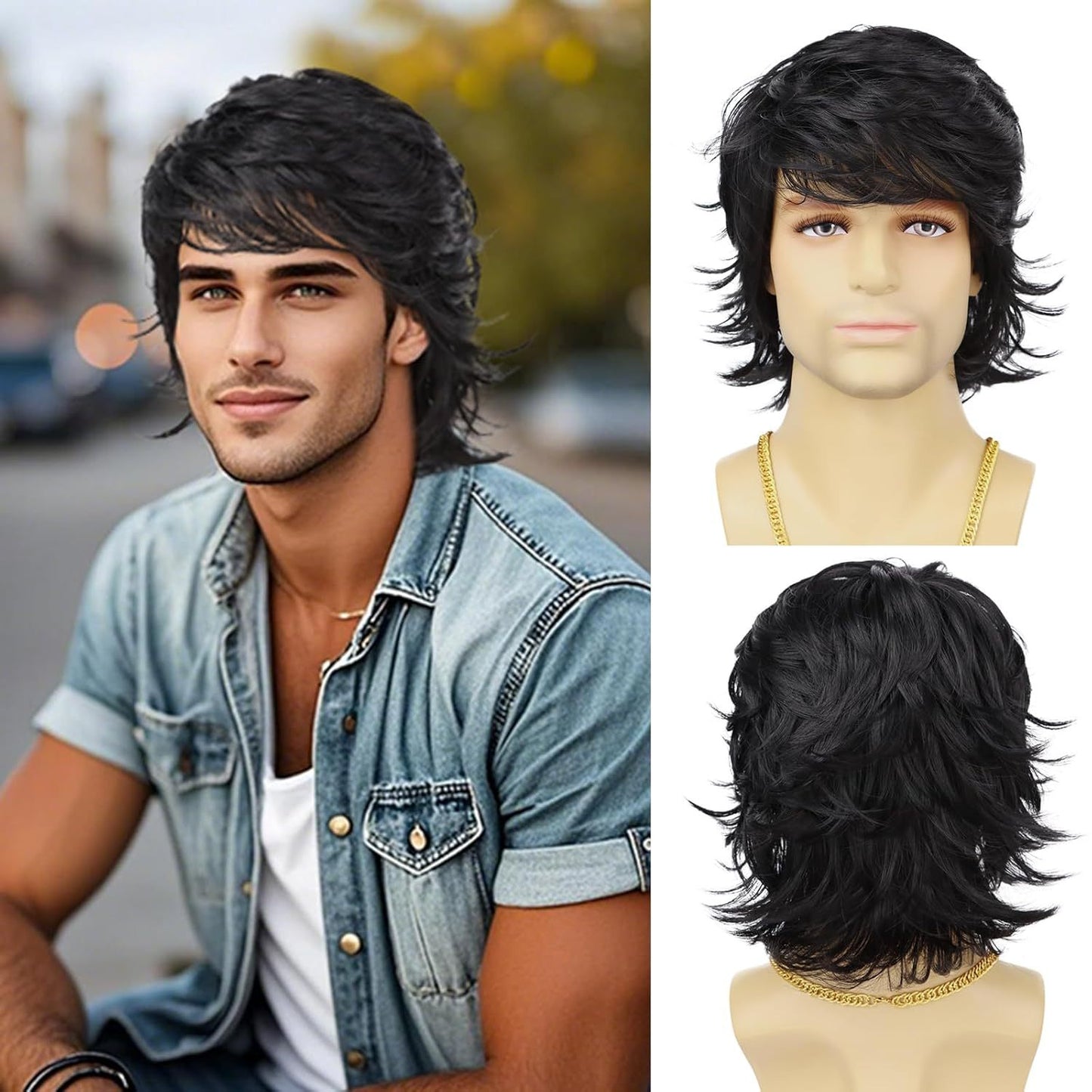 Men's Black Short Hair Fashion Style Sheath Men's Wig