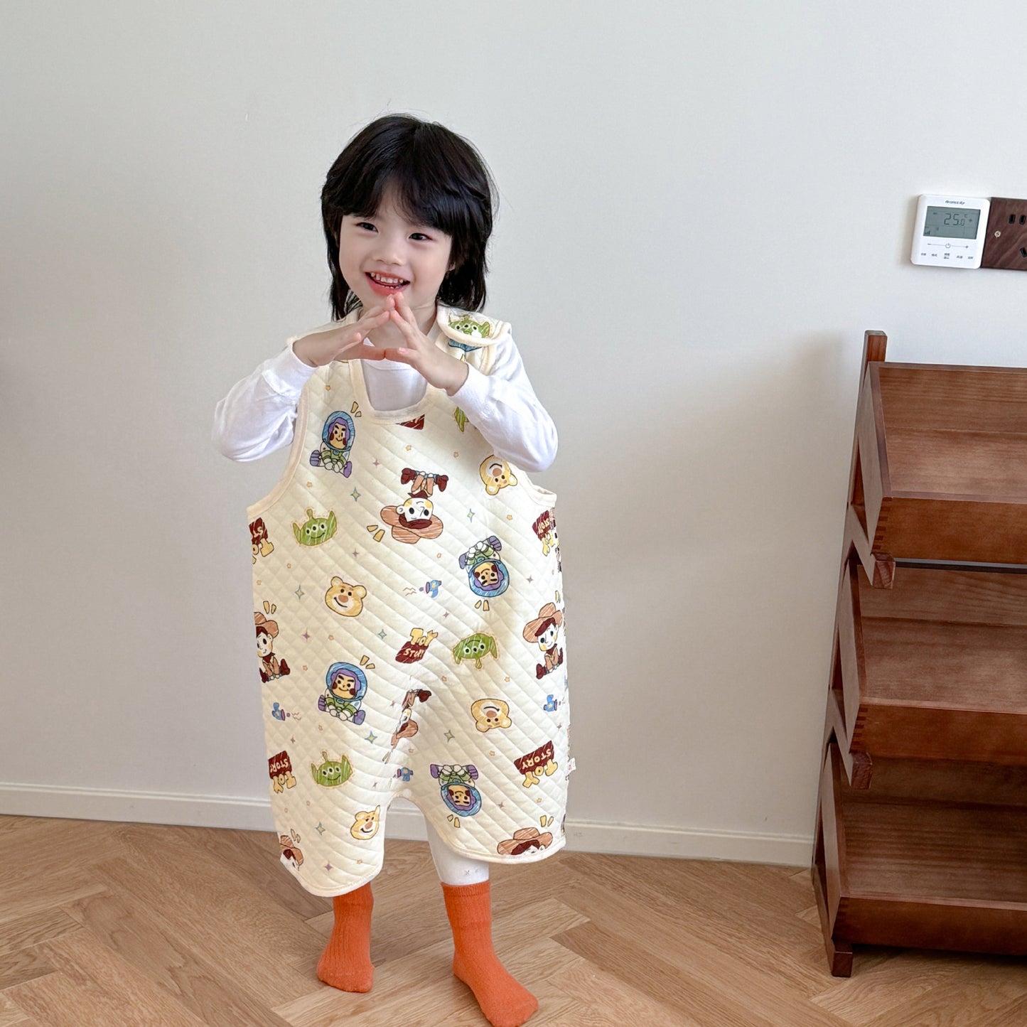 Children's Warm One-piece Pajamas Quilt Split Leg Middle Big Jumpsuit, Climbing Suit