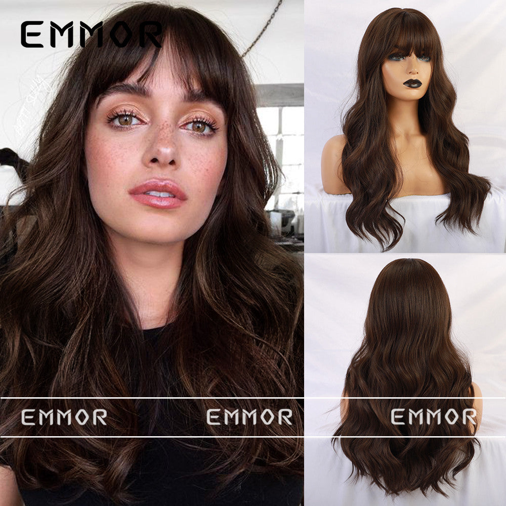 Women's Air Bangs Big Wave Curly Hair Gradient Wig Long Curls