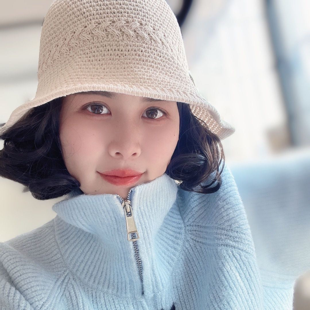 Hat One Female Fashion Breathable Bucket Small Realistic Roll Wig Short Curly Hair