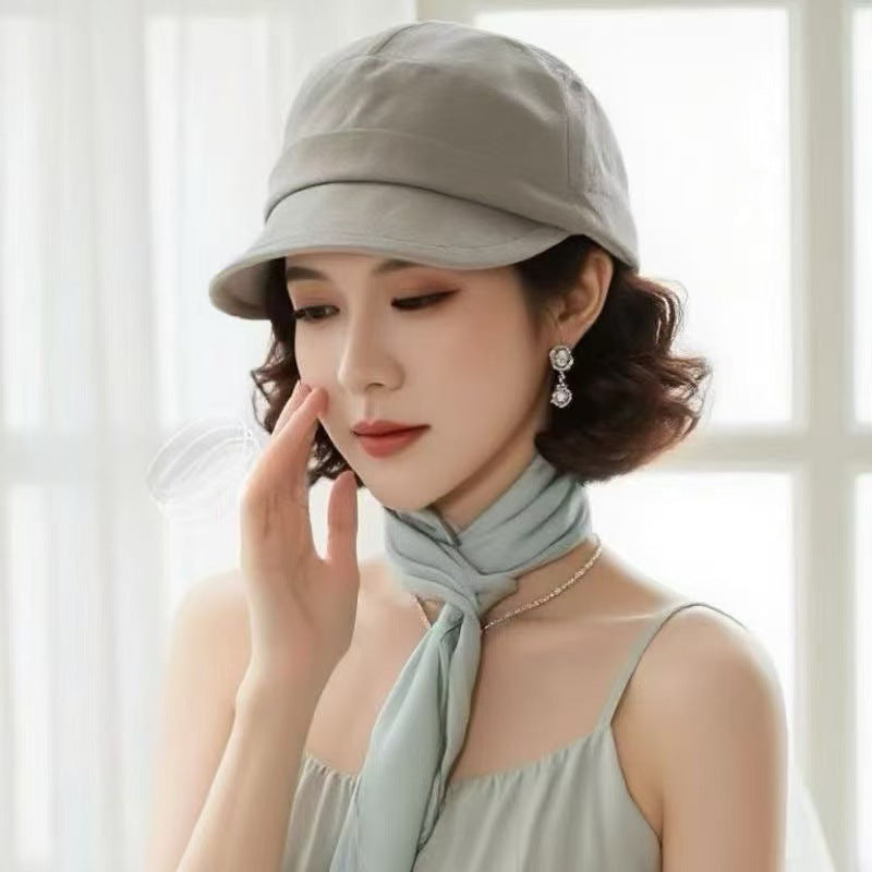 Hat Integrated Female Light Pleated Sun Simulation Wig Short Curly Hair