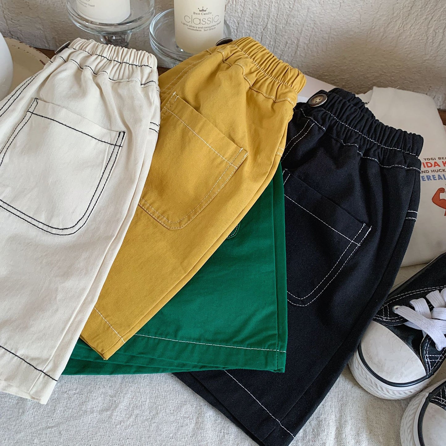 Children's Summer Korean Style Bright Line Cotton Casual Children's Pants