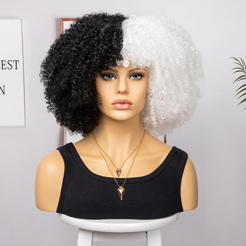 Women's African Fashion Explosion Small Head Cover Wig Short Curly Hair