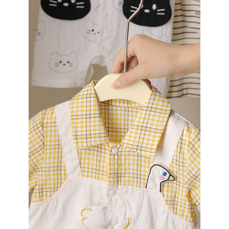 Moon Short Sleeves For Infants Jumpsuit Born Shirt Fake Two-piece Jumpsuit, Climbing Suit