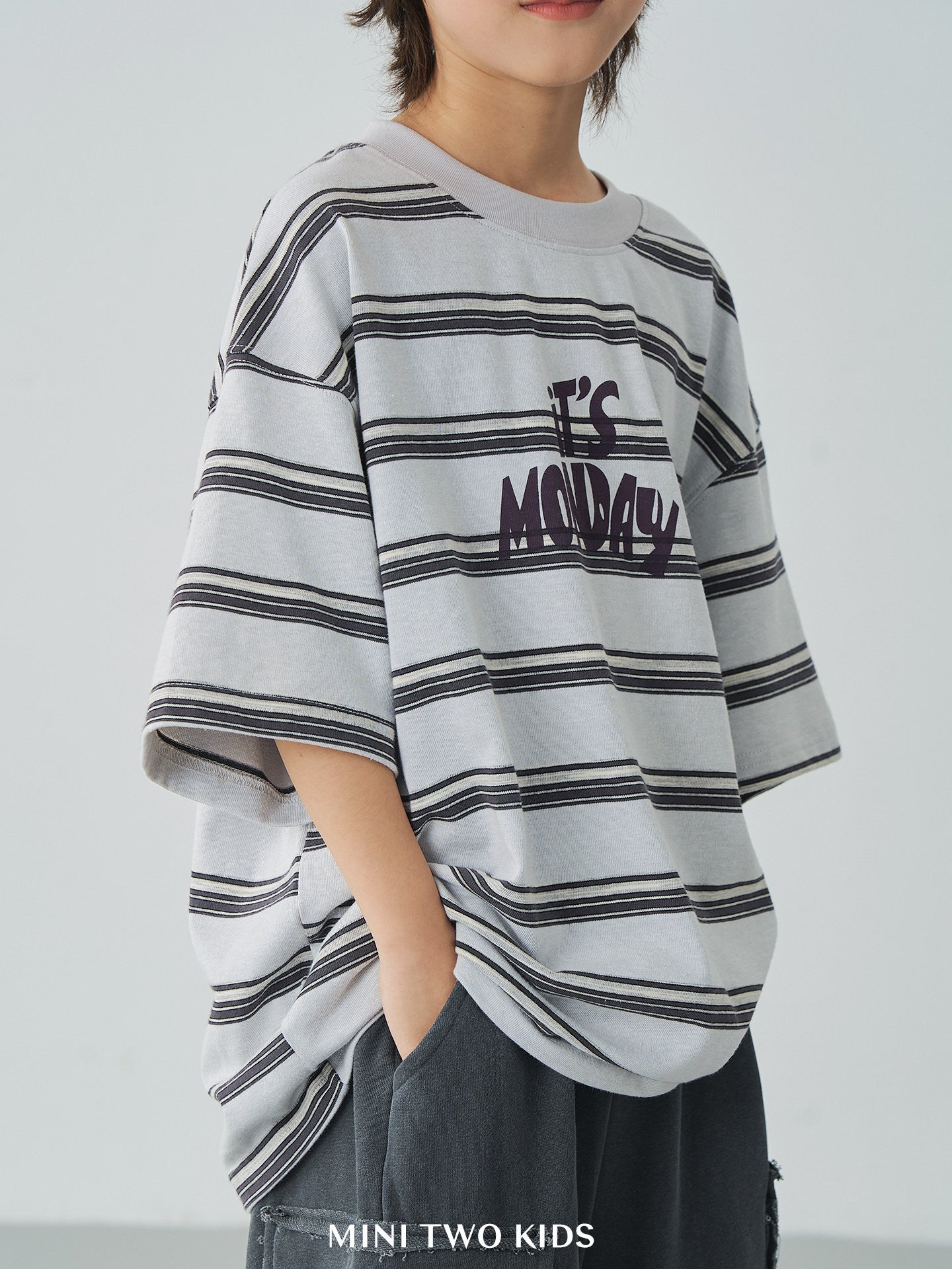Children's Fashionable Clothing Salt Style Street Sweet Potato Striped Short Sleeve Children's T-shirt