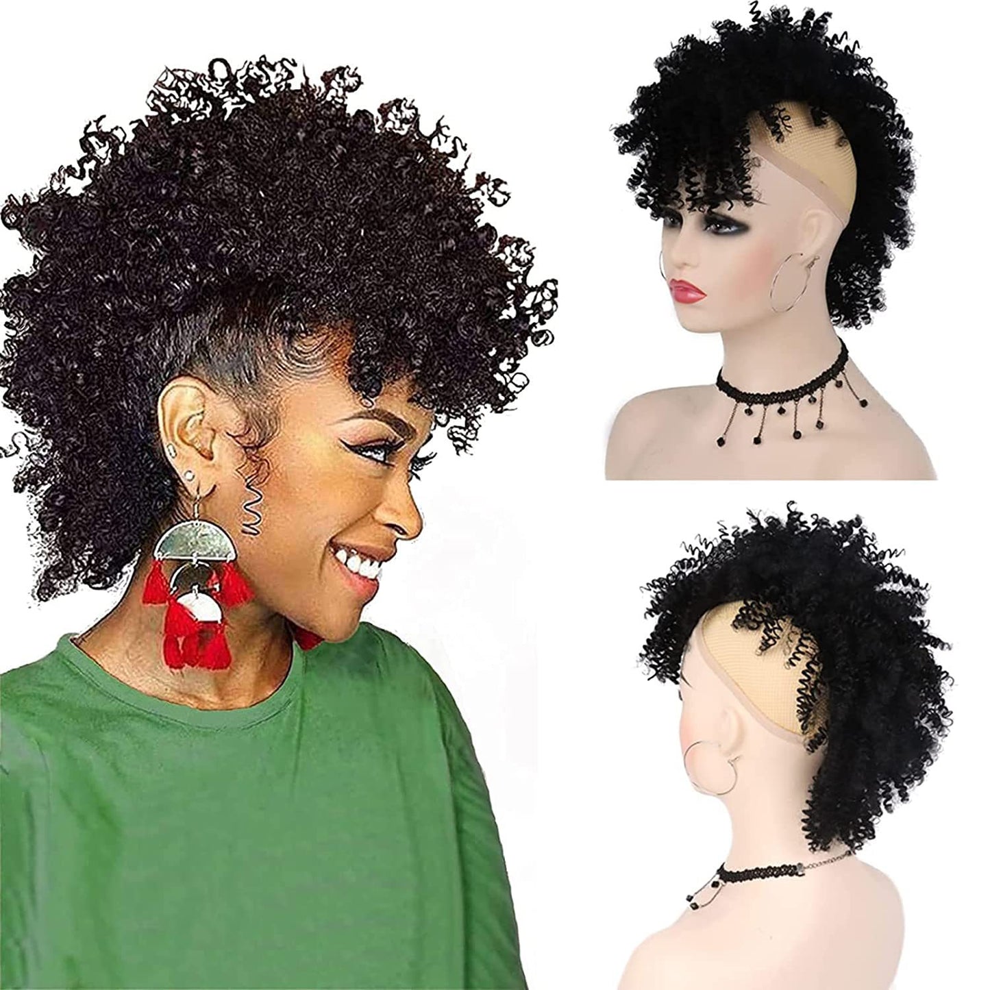 African Small Curly Short Hair Bag Wig Ponytail