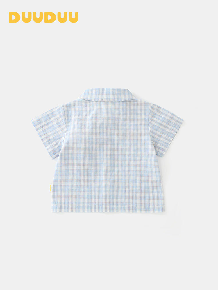 Children's Blue Style Summer Thin Short Sleeve Top Children's Shirt