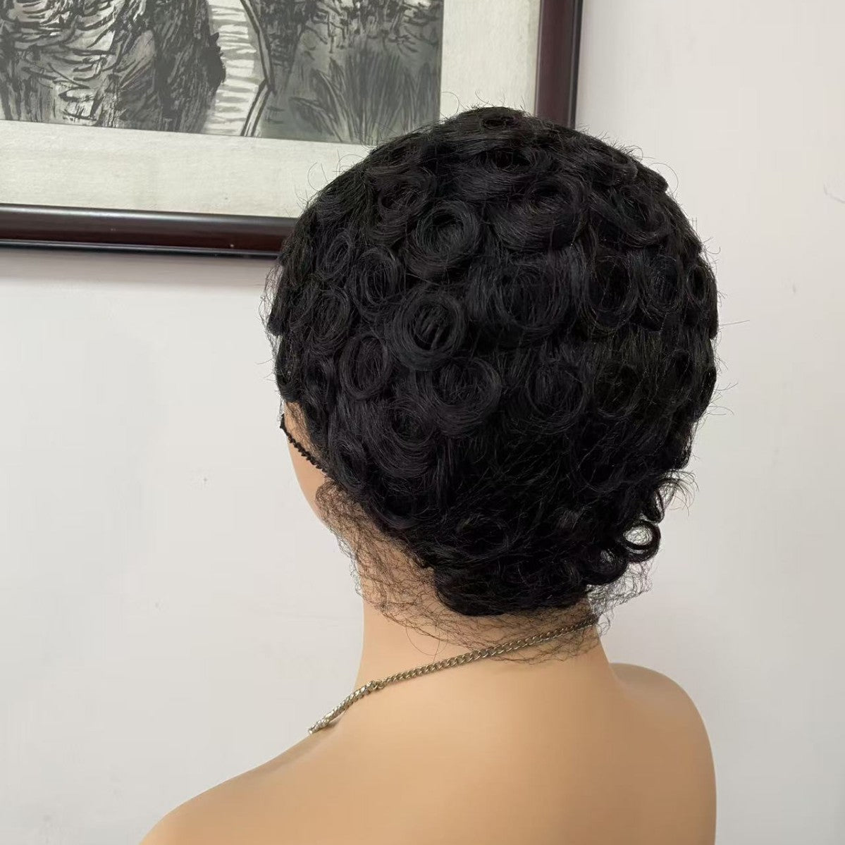 Innovative African Curly Pinker Elf Short Real Hair Wig