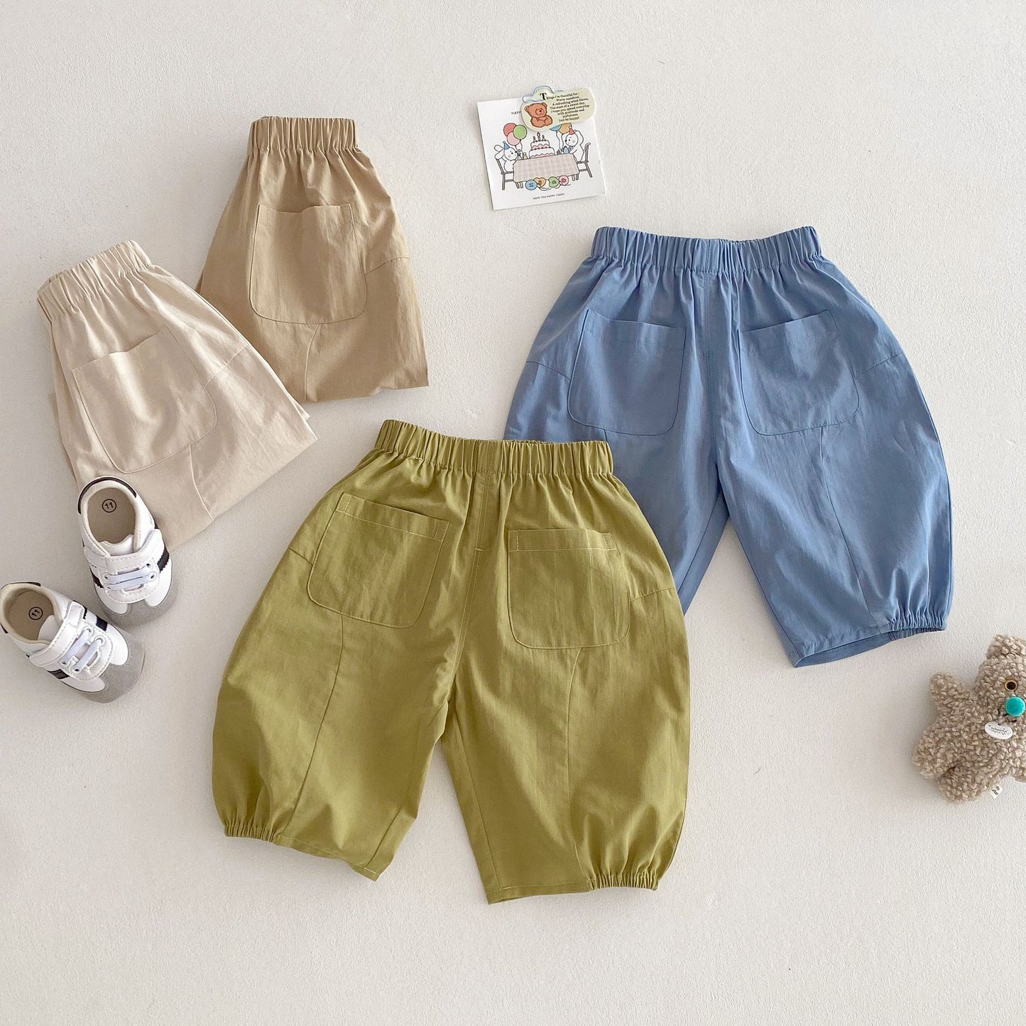 Children's Solid Color Small Left Right Summer Boys Children's Pants