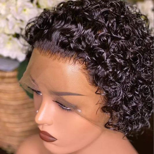Black Hand Tube Wrapped Small Curly Other Wig