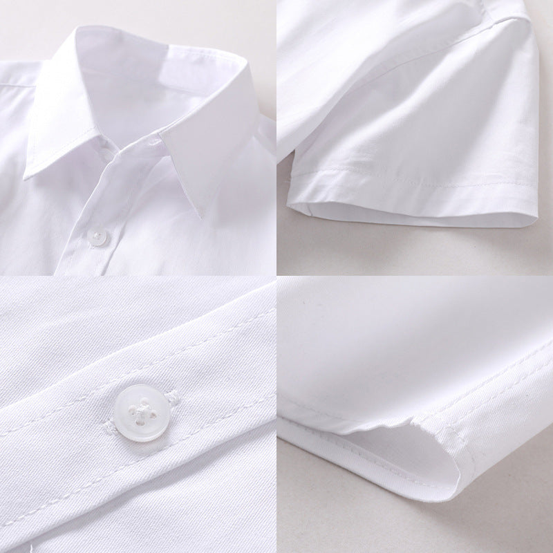 Children's Short-sleeved White Middle Large Summer Thin Performance Children's Shirt