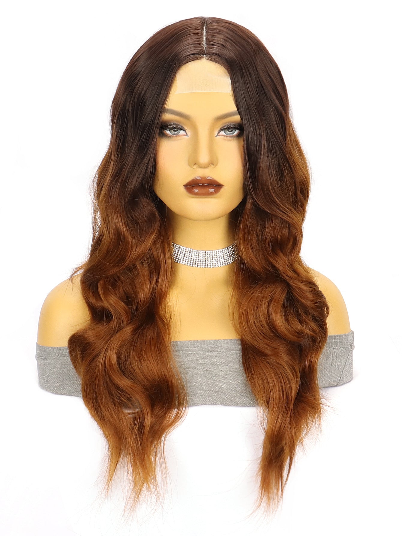 Women's Brown Straight Hair Big Wave Curly Chemical Fiber Front Wig Long Curls