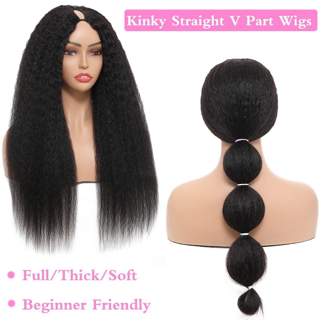 Women's Half Headgear Black Silk Long Straight Hair Wig