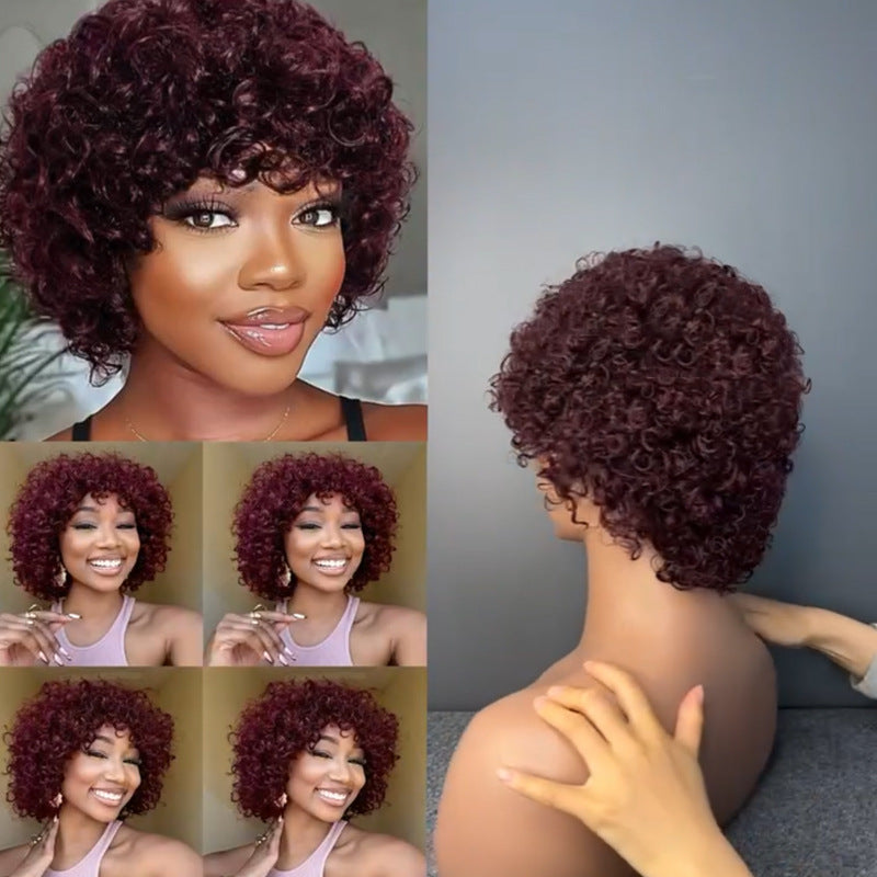 Graceful Innovative Creative Popular Human Afro Wig Short Curly Hair