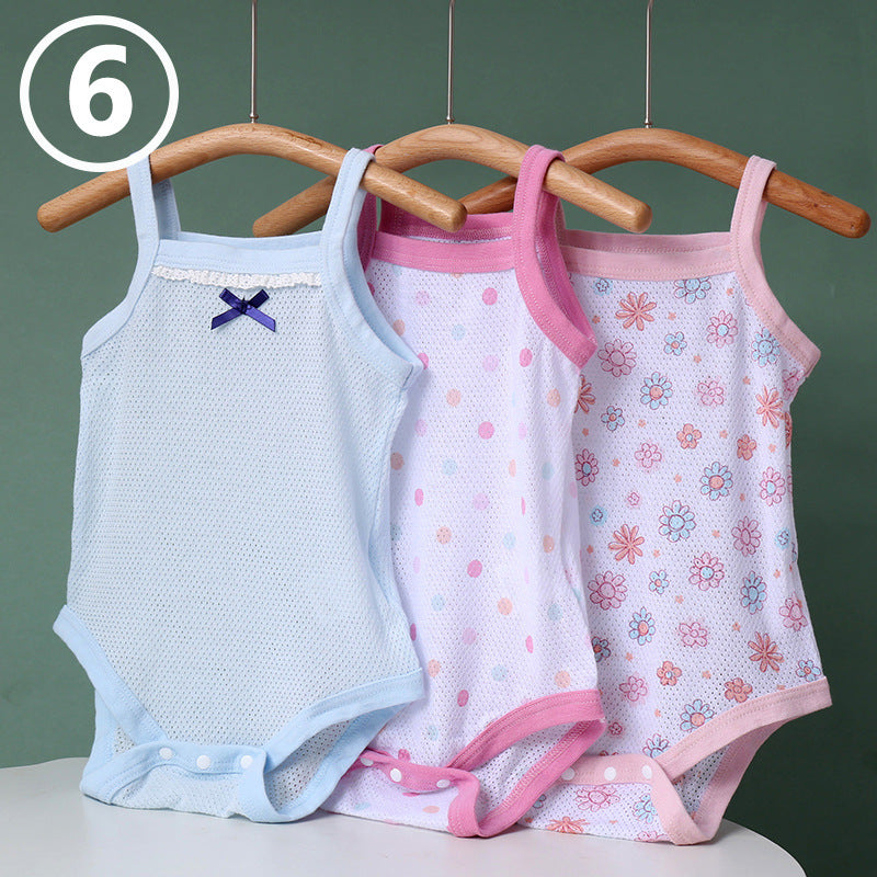 Summer Sling Pure Cotton Class Clothes For Babies One-piece Crawling Jumpsuit, Climbing Suit