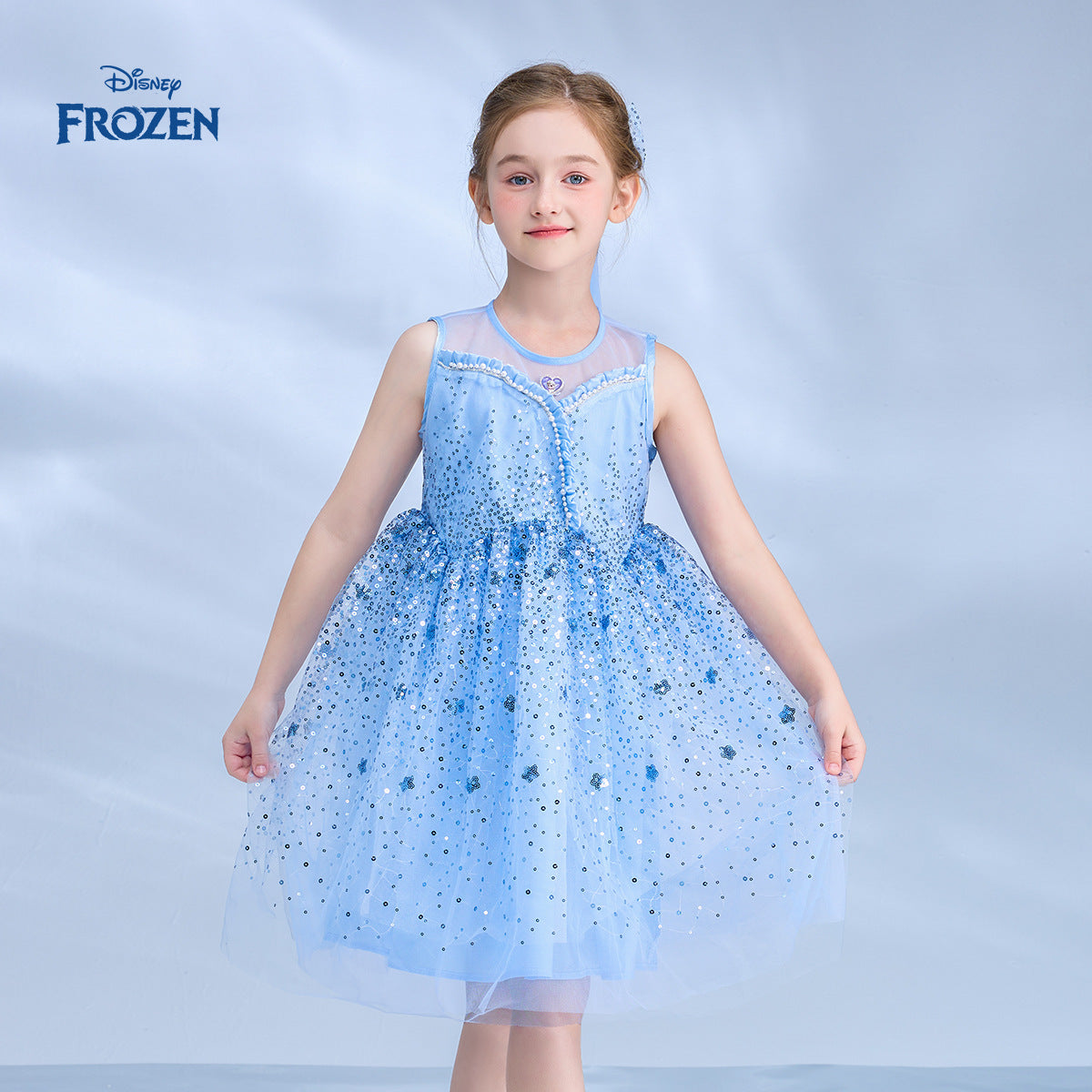 Children's Disney Clothing Princess Elsa Summer Sleeveless Tulle Skirt Middle Big Children's Dress