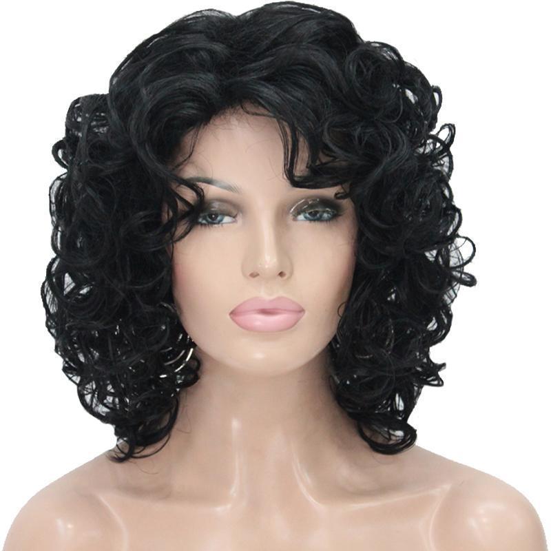 African Small Brown Afro Curling Iron Set Wig Short Curly Hair