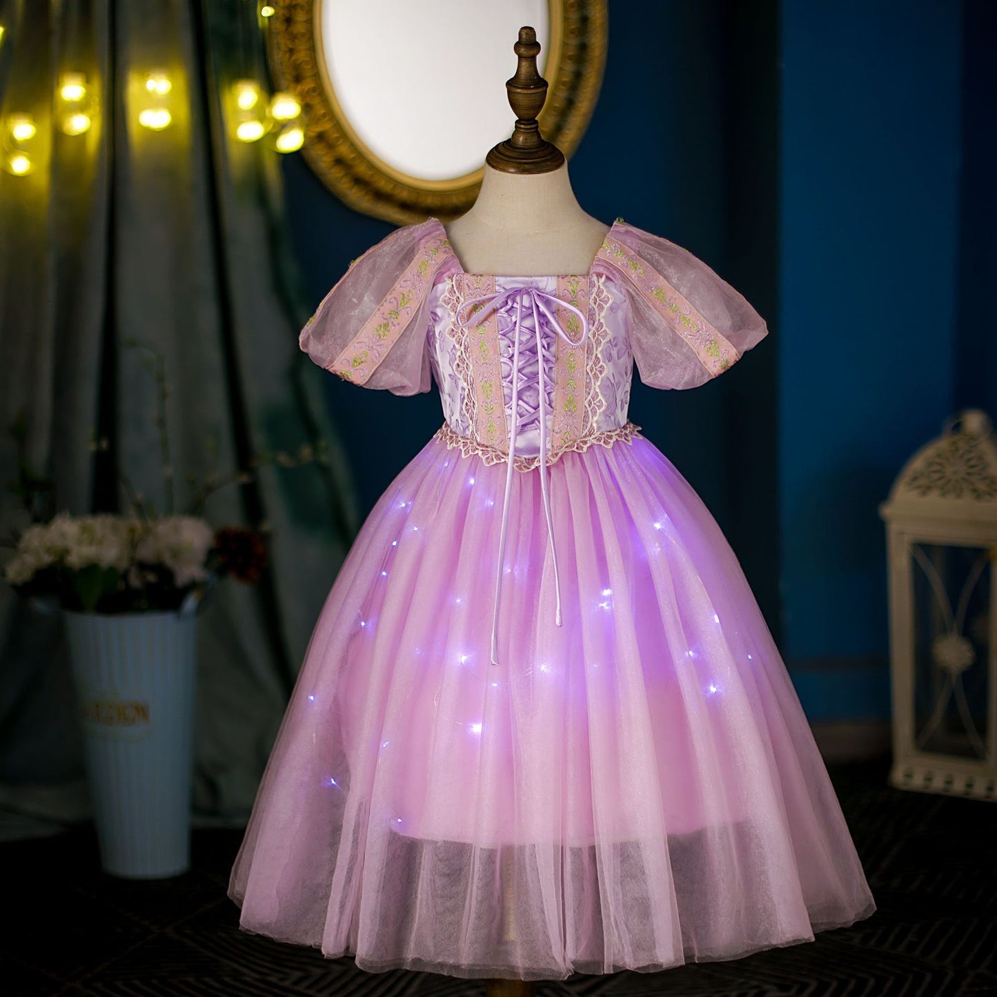 Hair Princess Short Sleeve Summer Luminous Tulle Children's Dress