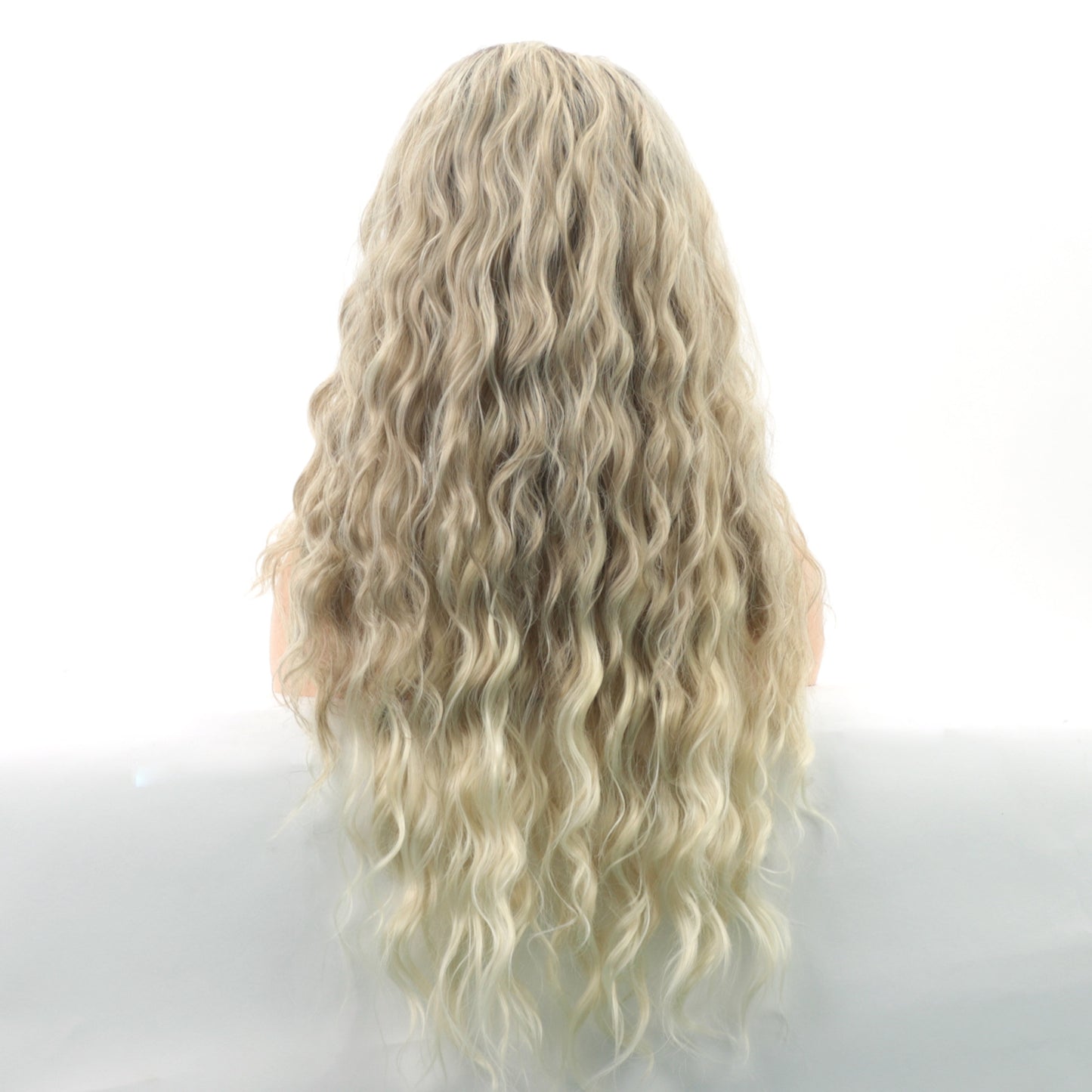 Fashion Female Curly Hair Synthetic Wigs Golden Partial Wig Long Curls