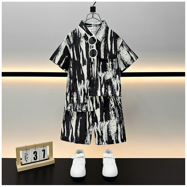 Children's Summer Casual Short Sleeve Shirt Outfit Trendy Loose Clothing Children's Suit