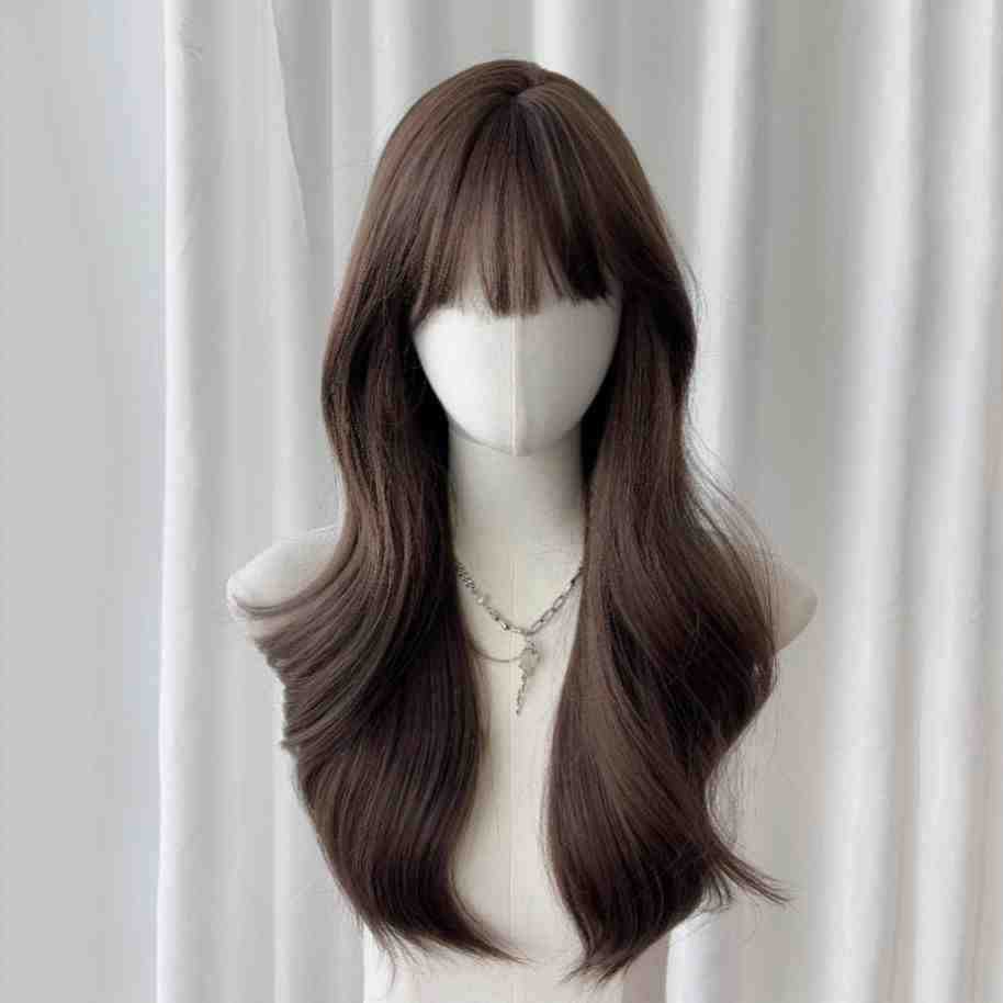 Air Straight Bangs Big Wave Gradient Curly Hair Natural Wig Long Curls