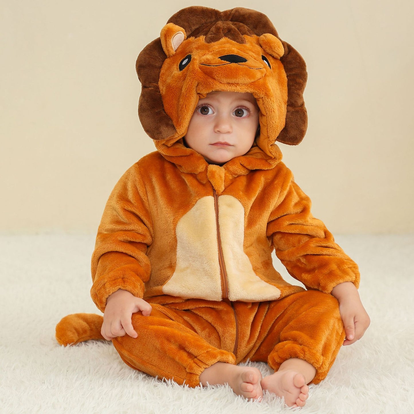Flannel Animal Jumpsuit Going Out Clothes Cartoon Hooded Jumpsuit, Climbing Suit