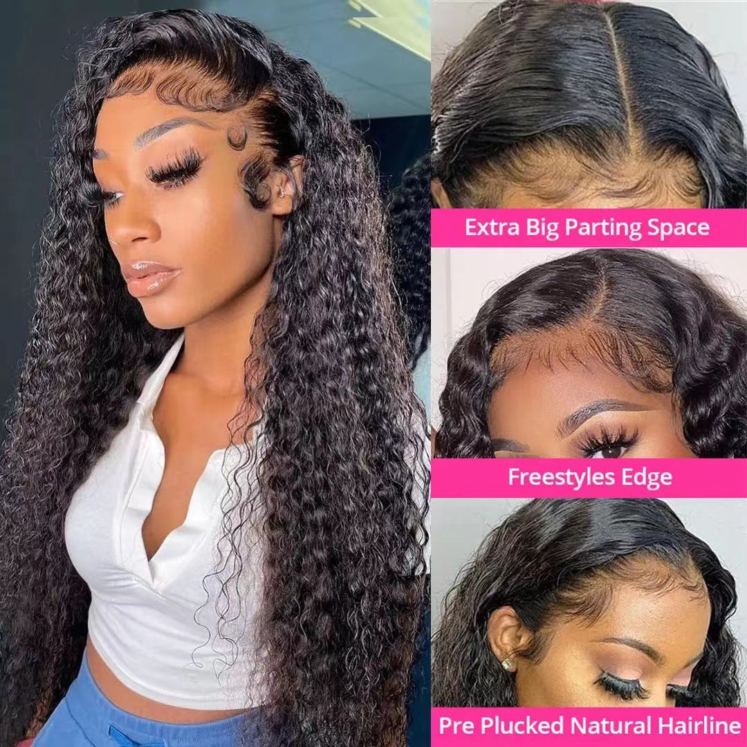 Women's African Wigs With Small Curly Hair Front Lace Head Wig Long Curls