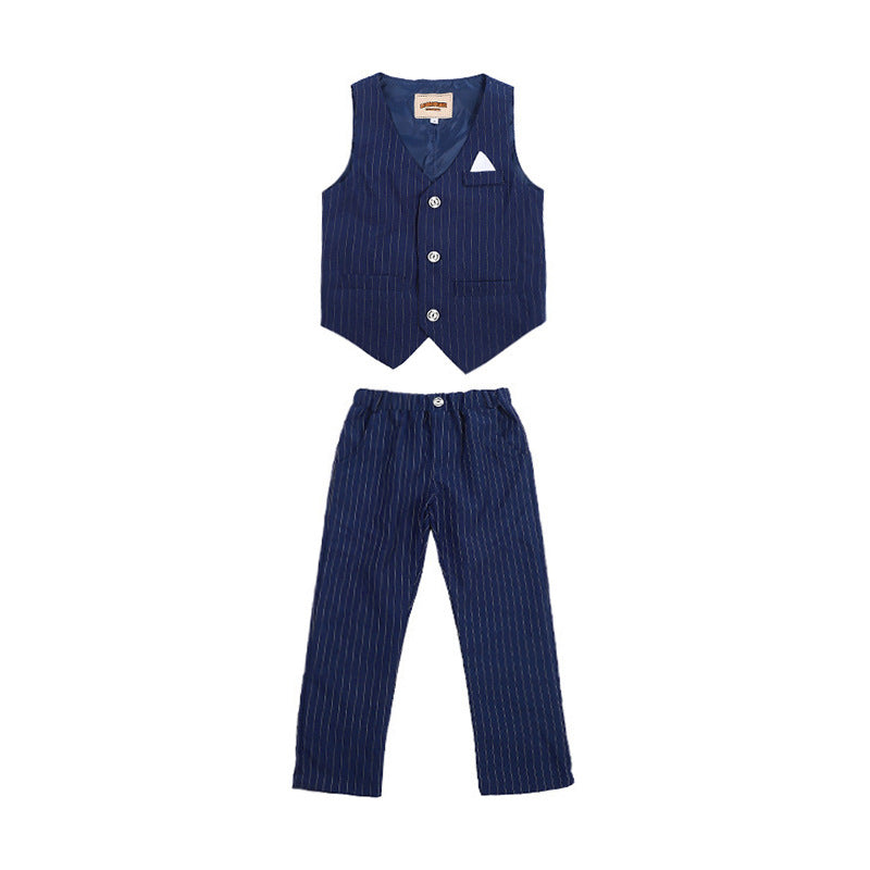 Children's Boy Stripe Vest Gown Host Catwalk Piano Children's Suit