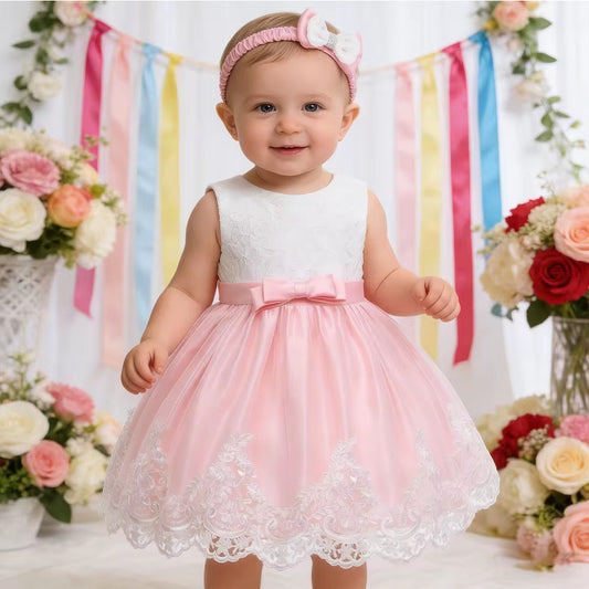 One Year Bow Hair Band Tutu Children's Dress