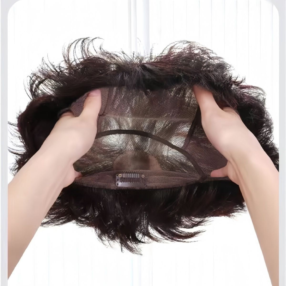 Women's Woven Double Delivery Needle Short Straight Head Cover Real Hair Wig