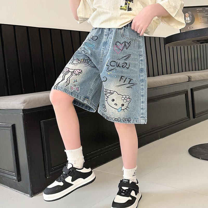 Children's Width Loose Summer Medium Big Fifth Children's Pants