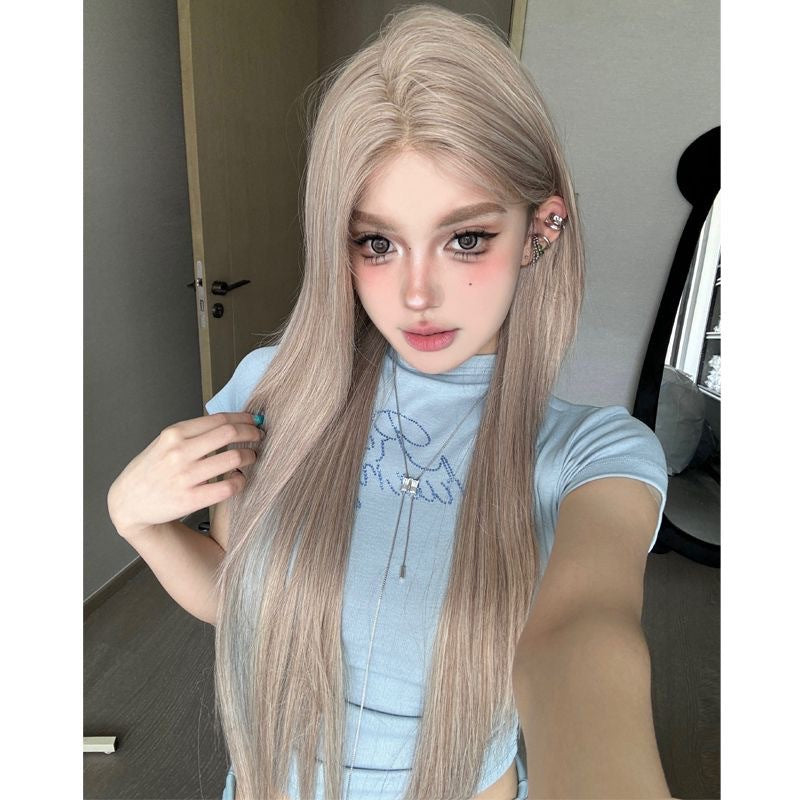 Women's Coney Princess Milk Gray Pink Natural Daily Long Straight Wig