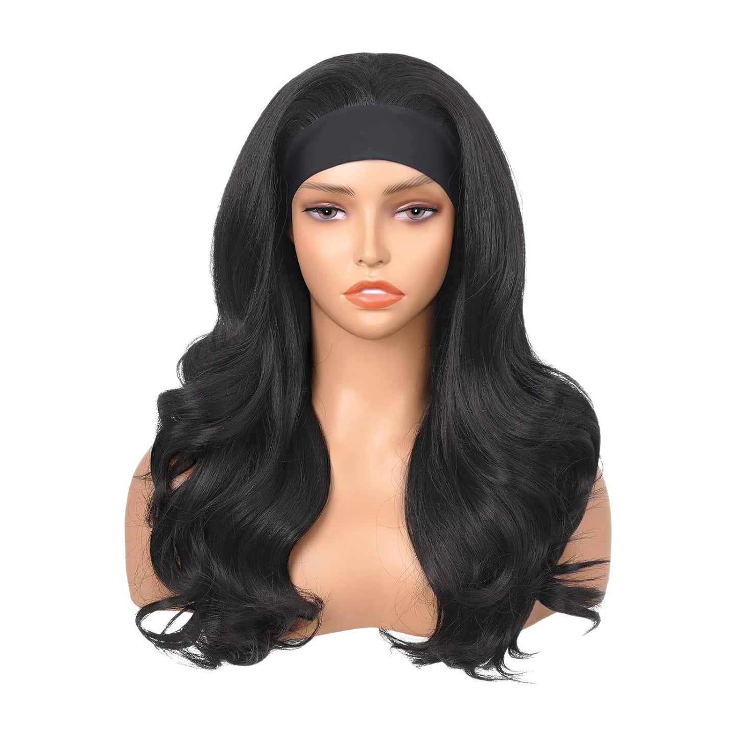 Synthetic Wigs Lady Temperament Hair Band Black Curly Big Wig Long Curls