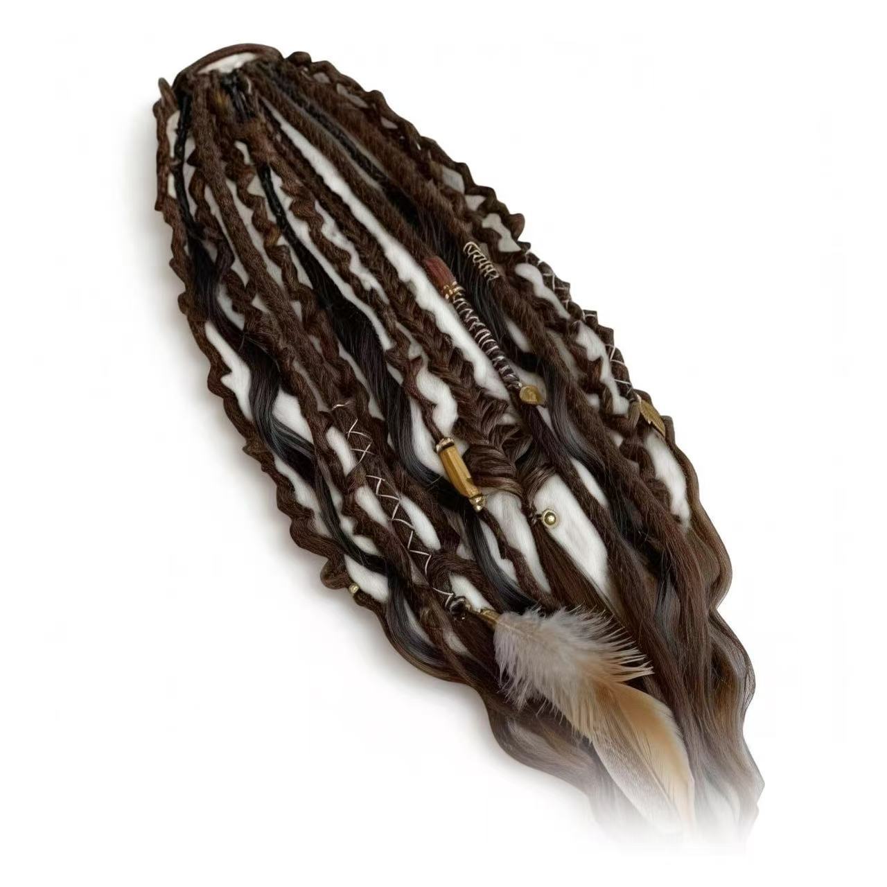 Braided Hair Extension Piece Inch Bohemian Length Braid Hand Synthetic Wig Ponytail