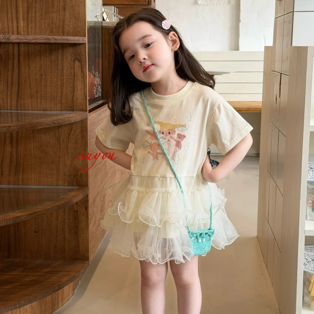 Children's Summer Korean Cute Cartoon Iti T-shirt Children's Dress
