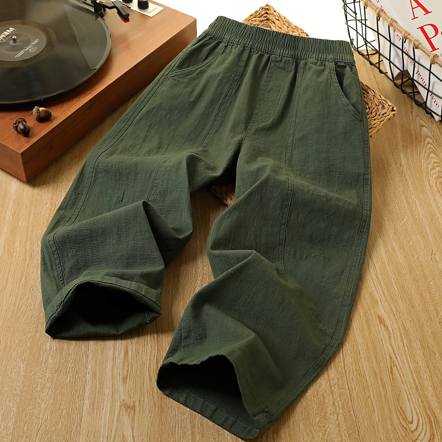 Children's Straight Casual Summer Cotton Linen Trousers P Children's Pants
