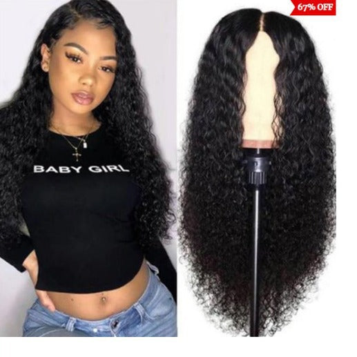 Women's Black African Small Curly Hair Mechanism Fiber Wig Long Curls