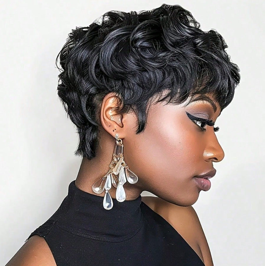 Women's African Roll Synthetic Wigs Rose Net Wig Short Curly Hair