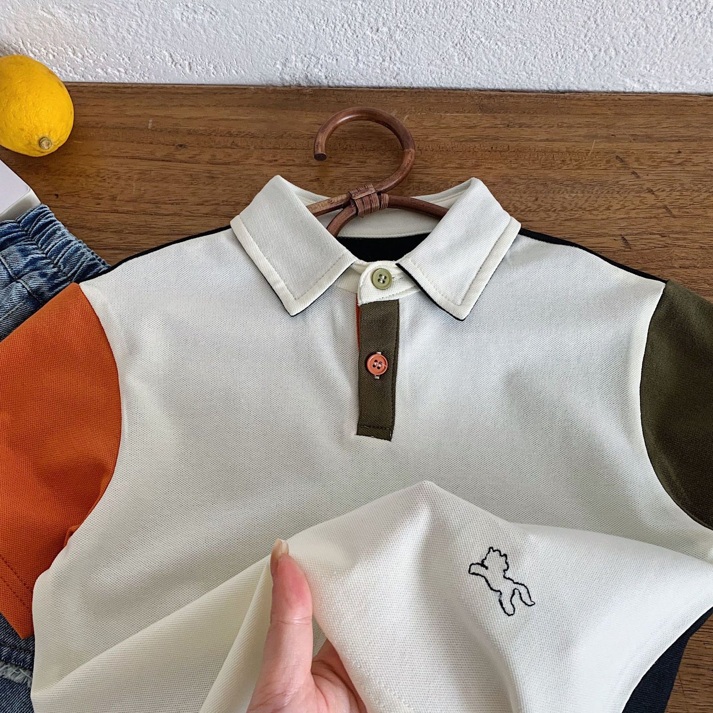 Children's Boy's Short-sleeved Summer Korean Style Contrast Color Shirt Children's T-shirt