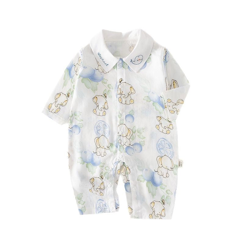 Gauze Jumpsuit Summer Long-sleeved White Collar Romper Air Conditioning Jumpsuit, Climbing Suit