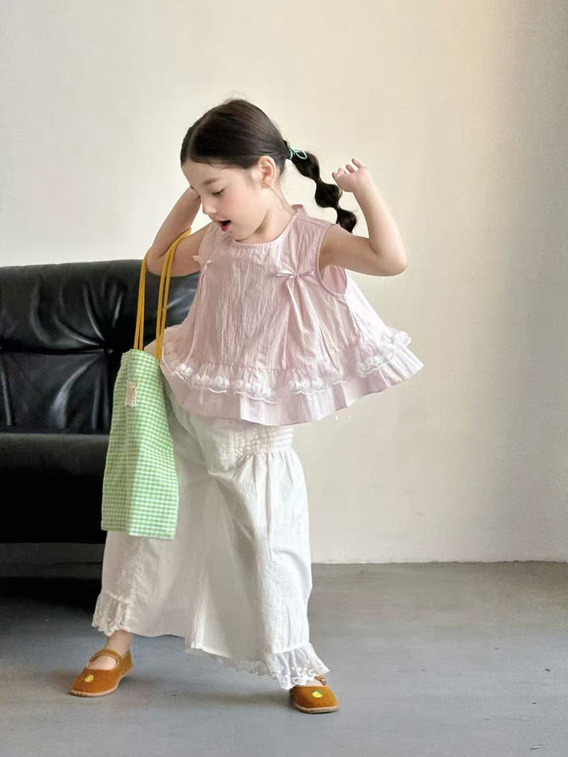 Children's Summer Clothing Korean Lace Sleeveless Sweet Children's Shirt
