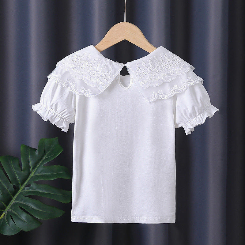 Children's Shirt Cotton Thin Short-sleeved White Doll Children's T-shirt