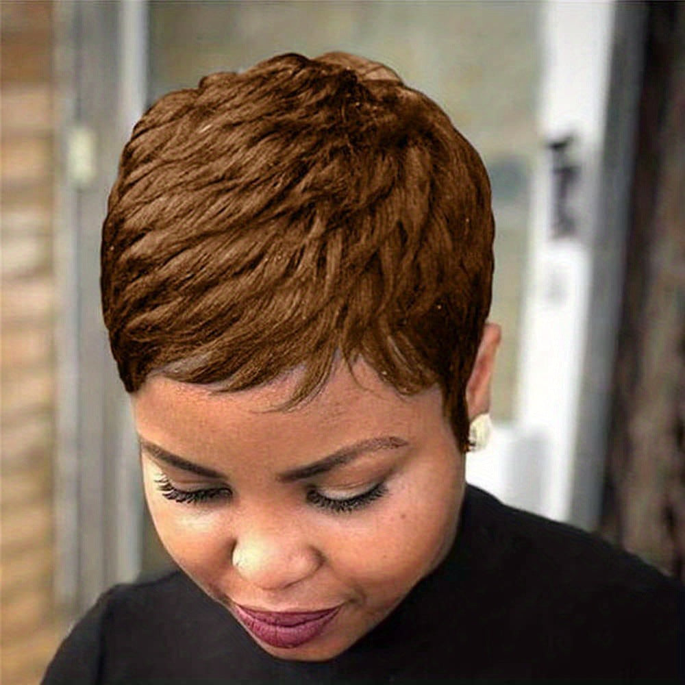 Creative Ultra African Mechanism Chemical Fiber Wig Short Straight Hair